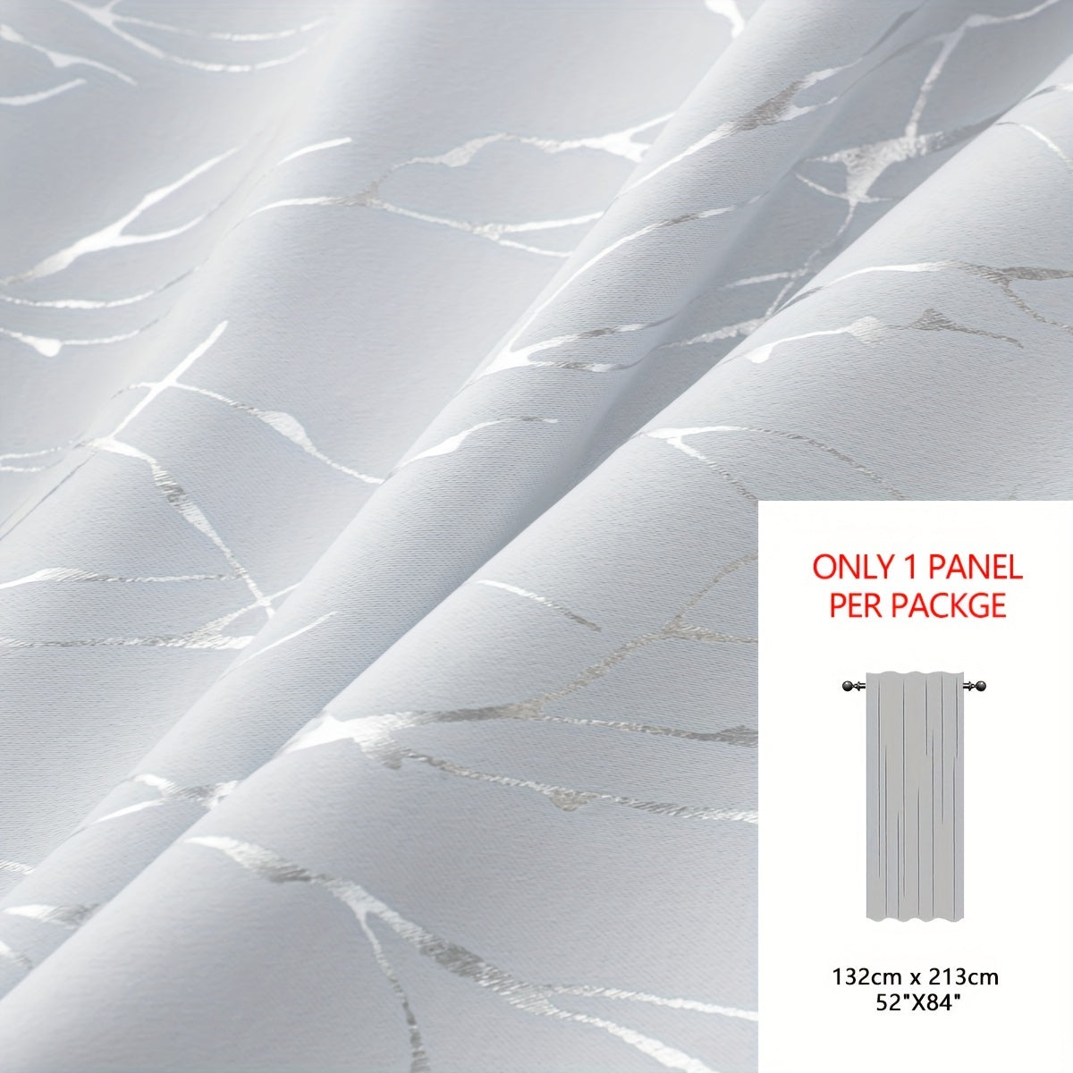 Blackout Curtain with Gold and Silver Tree Branch Pattern for Bedroom Living Room Office