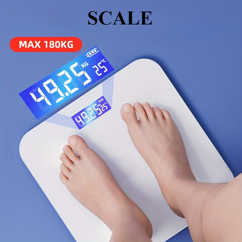 Digital bathroom scale tempered glass battery-powered high-precision 180kg LCD display