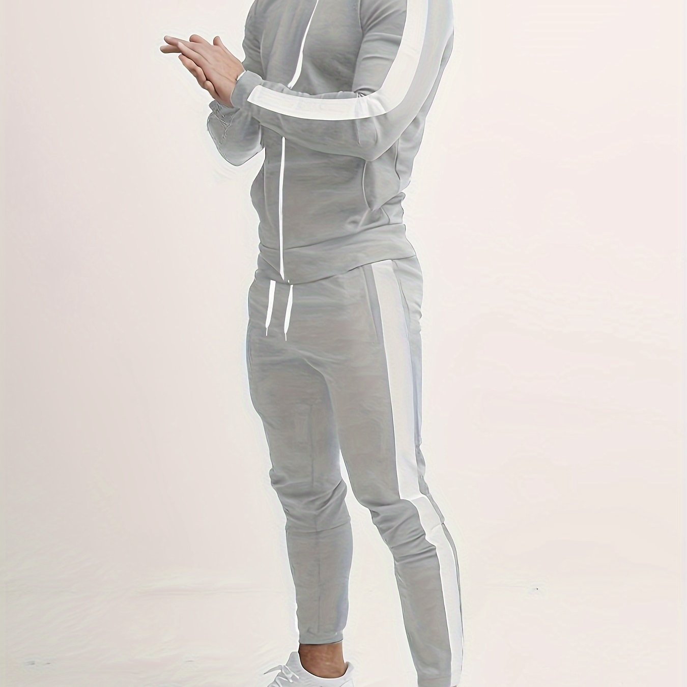 Men's Casual Color Block Sports Set Full Zip Jacket and Drawstring Pants Polyester Breathable