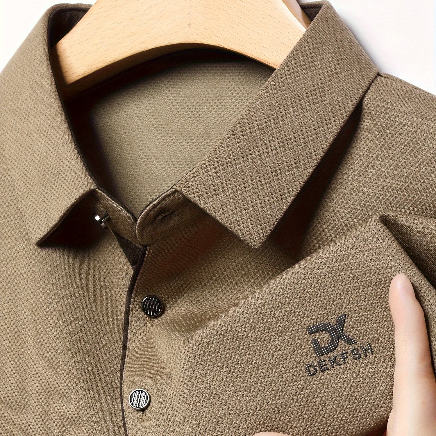 Men's Breathable Polyester Shirt with Letter Print for Golf and Outdoor Activities
