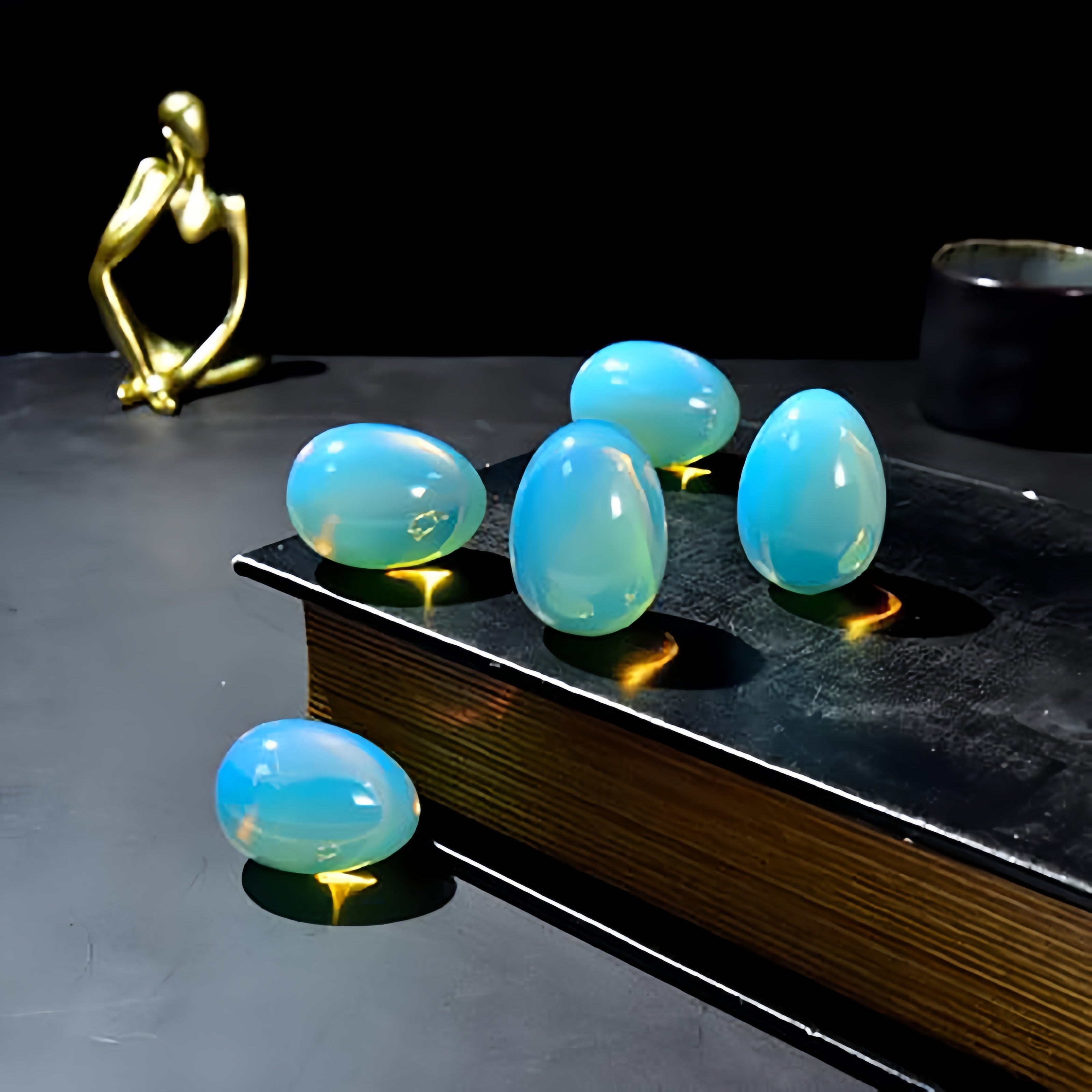Colgante de huevo de cristal de ópalo, piedra natural, regalo de meditación para mujeres y madres