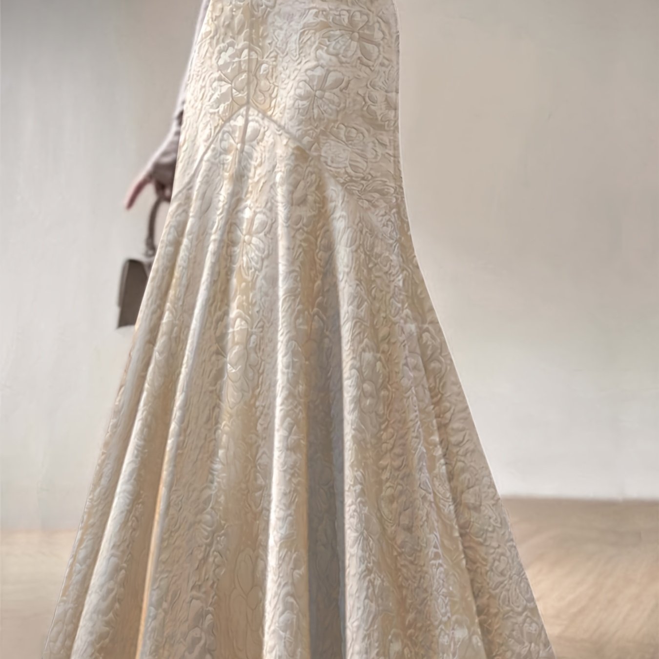 Plus Size Mermaid Lace Skirt Peach A-Line Zipper Evening All-Season