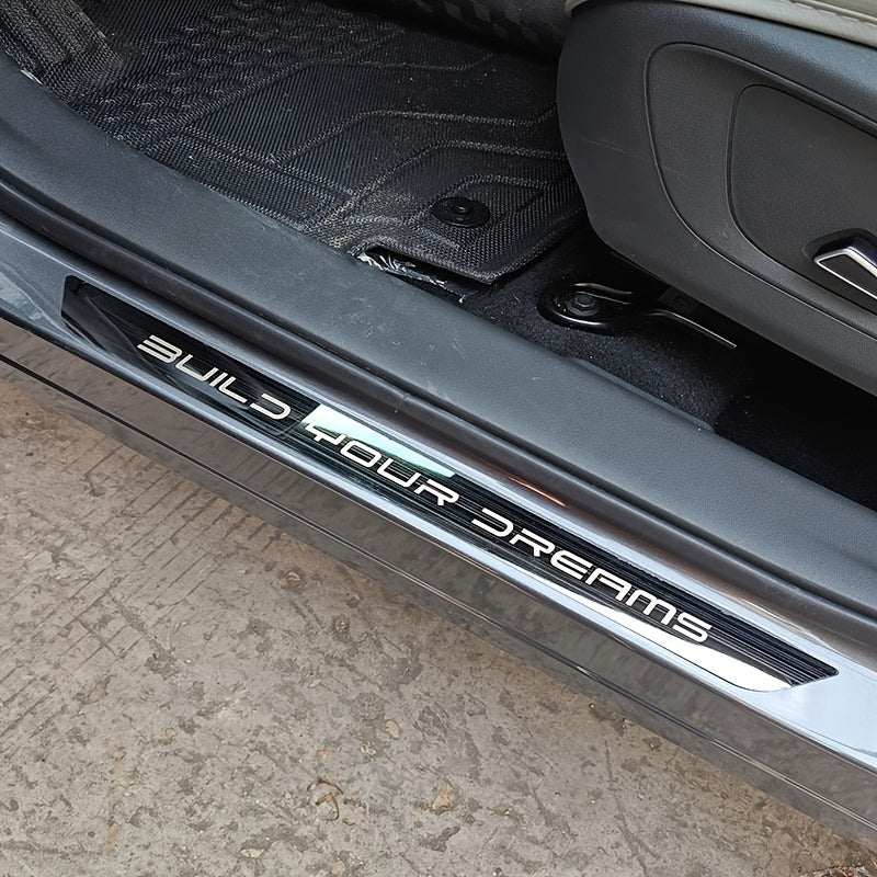 4Pcs zanglamaydigan po'latdan yasalgan oyoq pedali sill chiziq avtomobil uchun xush kelibsiz anti-chizish aksessuarlari