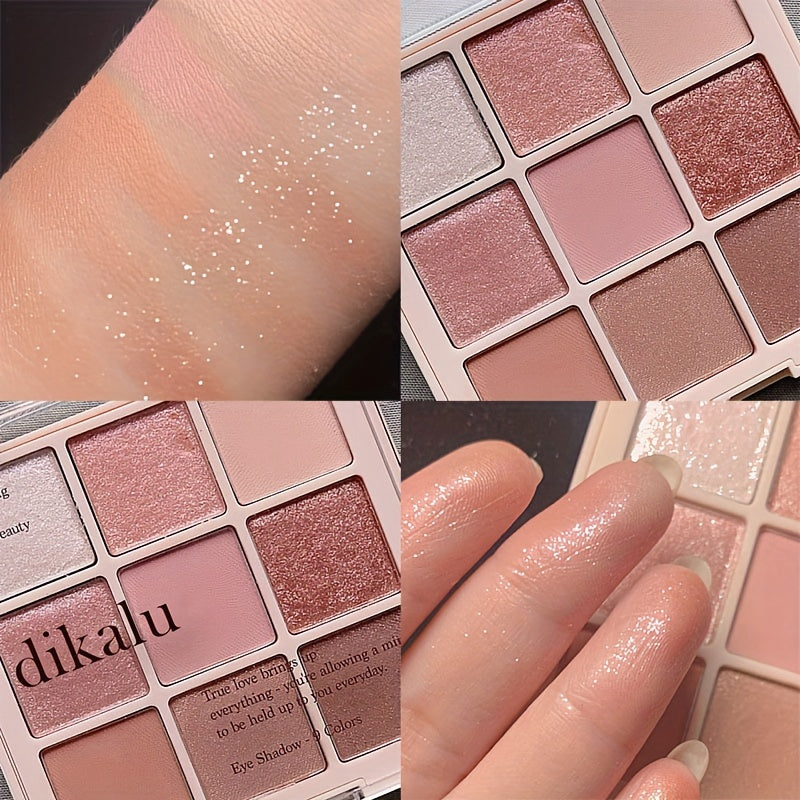 Paleta de sombras de ojos de cerezo para mujer, 9 colores, glitter, mate, shimmer, de larga duración