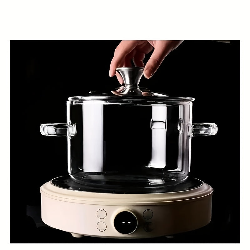 Large Borosilicate Glass Pot with Dual Handles for Gas and Electric Stoves