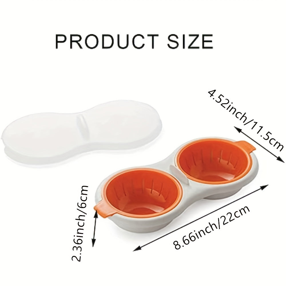 2-Cup Microwave Egg Poacher with Drain Basket, BPA Free, Green Blue Red