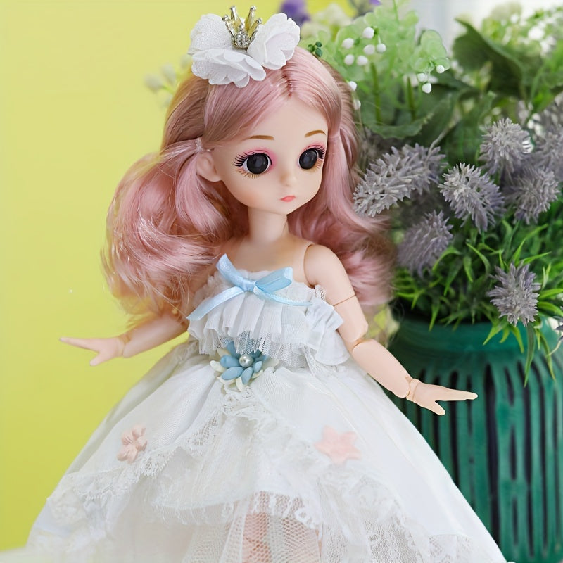 29.97cm Fashion Doll Set with Pink White Outfits for Girls Durable ABS Resin