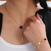 Gold Plated Stainless Steel Jewelry Set for Women Casual Party Gift