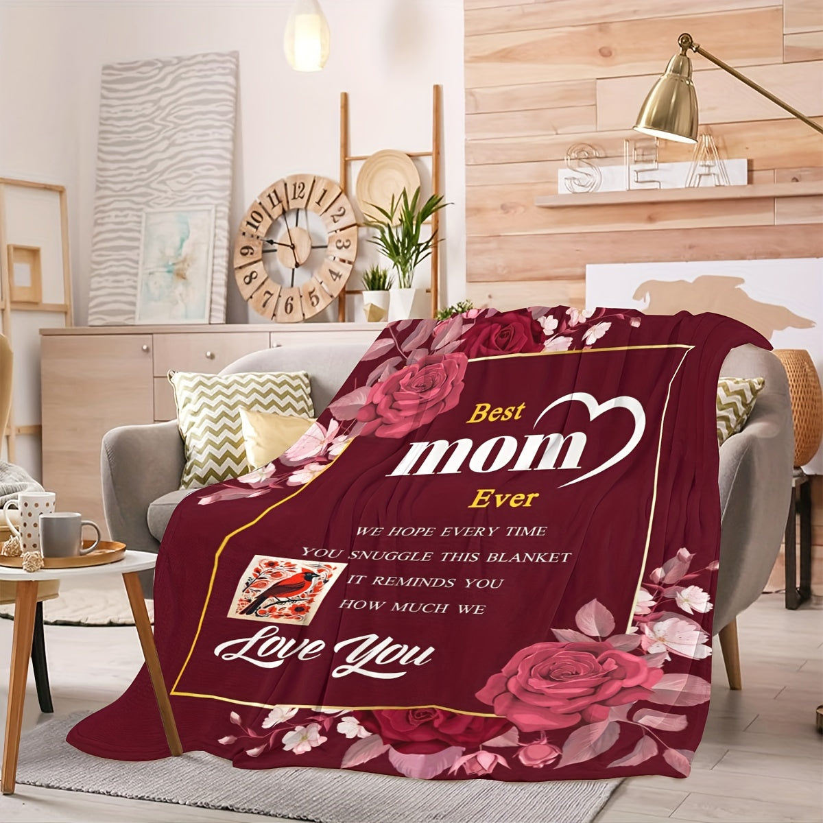 Cozy Flannel Throw Blanket with Heartwarming Message for Couch Bed Travel