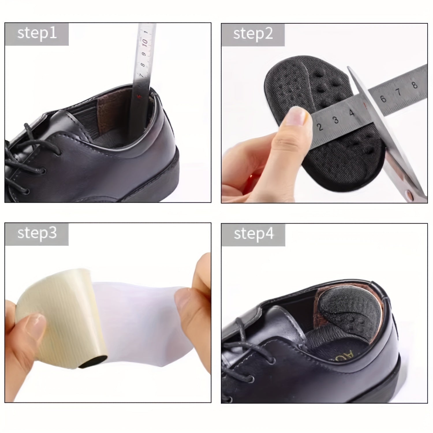 Self-Adhesive Heel Cushions for Shoes Beige Black Brown Blister Inserts