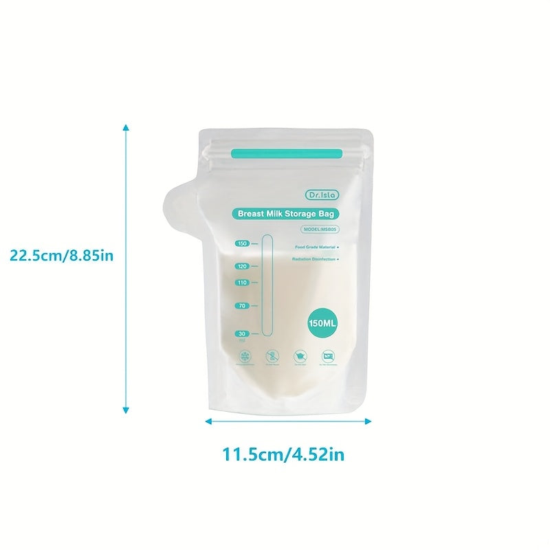 Breastmilk Storage Bags 150ml Self-Standing 10/30/100pcs for Easy Feeding