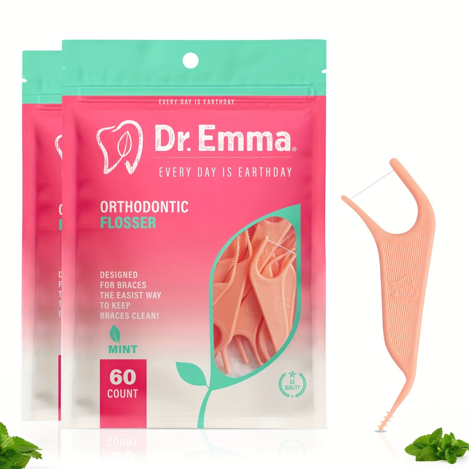 60 dona og'iz tozalash uchun oral flossers uchun braketlar tish tanlovi, nashrli ta'm, spirtli bo'lmagan