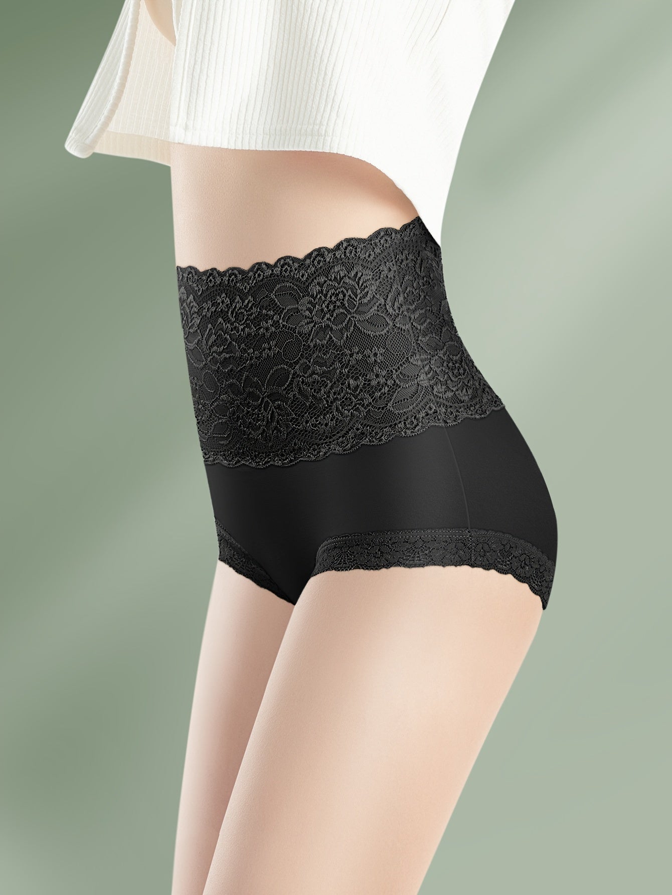 Set of 3 High-Waisted Tummy Control Lace Panties for Women