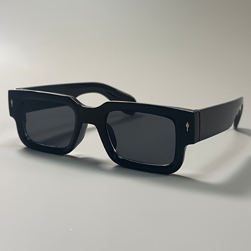 Men's Y2K Punk Rectangle Glasses Full Rim AC Lens PC Frame Anti-Reflective Wide Frame for Outdoor Sports Travel