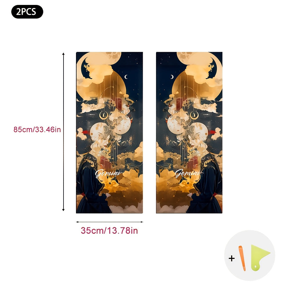 JDM ilhomlangan o'z-o'zidan yopishadigan avtomobil ichki dekorlari, tom va A ustunlari uchun zamonaviy tikuv va oltin folga aksentlari bilan multfilm dizaynlarida.