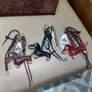 Braided Nylon Rope Dachshund Dog Keychain for Car Keys and Bag Pendant Ornament