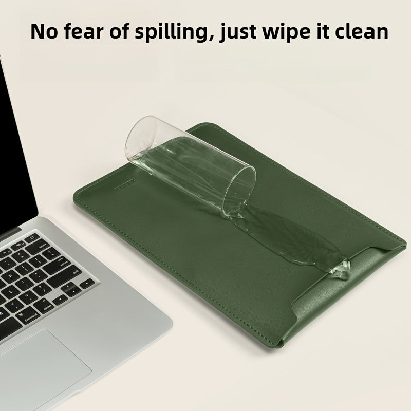 Synthetic Leather Laptop Sleeve for MacBook, Lenovo, Huawei, Xiaomi, iPad Air in Black or Green