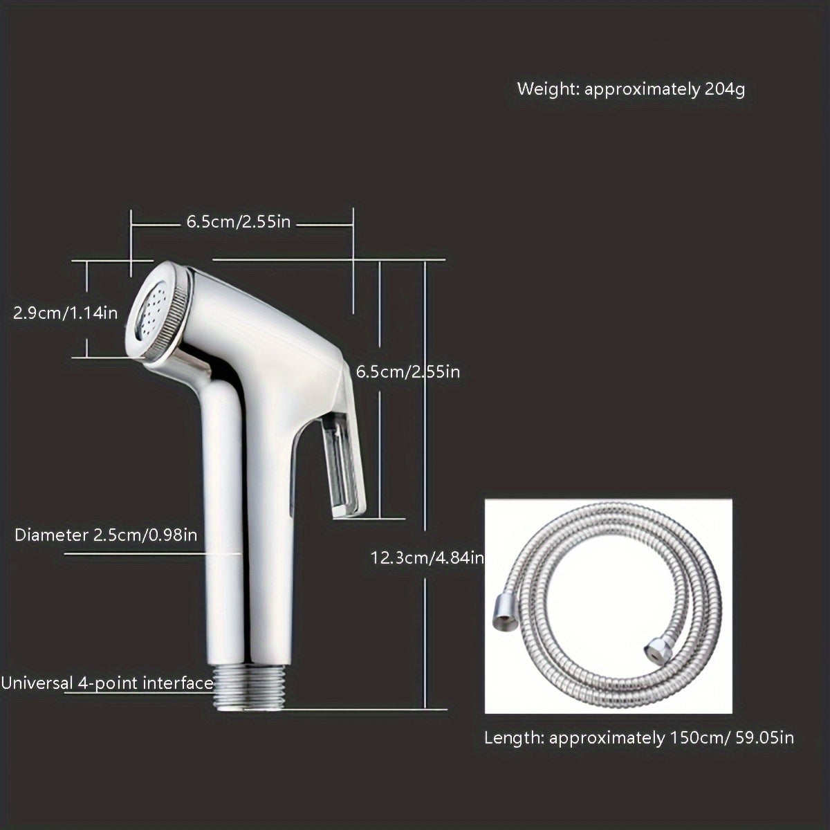 Bathroom Accessory Set with Handheld Shower Head Bidet Sprayer and Toilet Booster Nozzle Wall-Mounted Multi-Functional