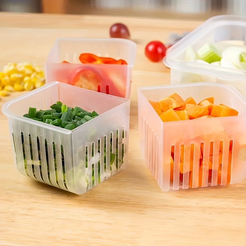 Plastic Refrigerator Storage Container with 4 Compartments for Fruits and Vegetables