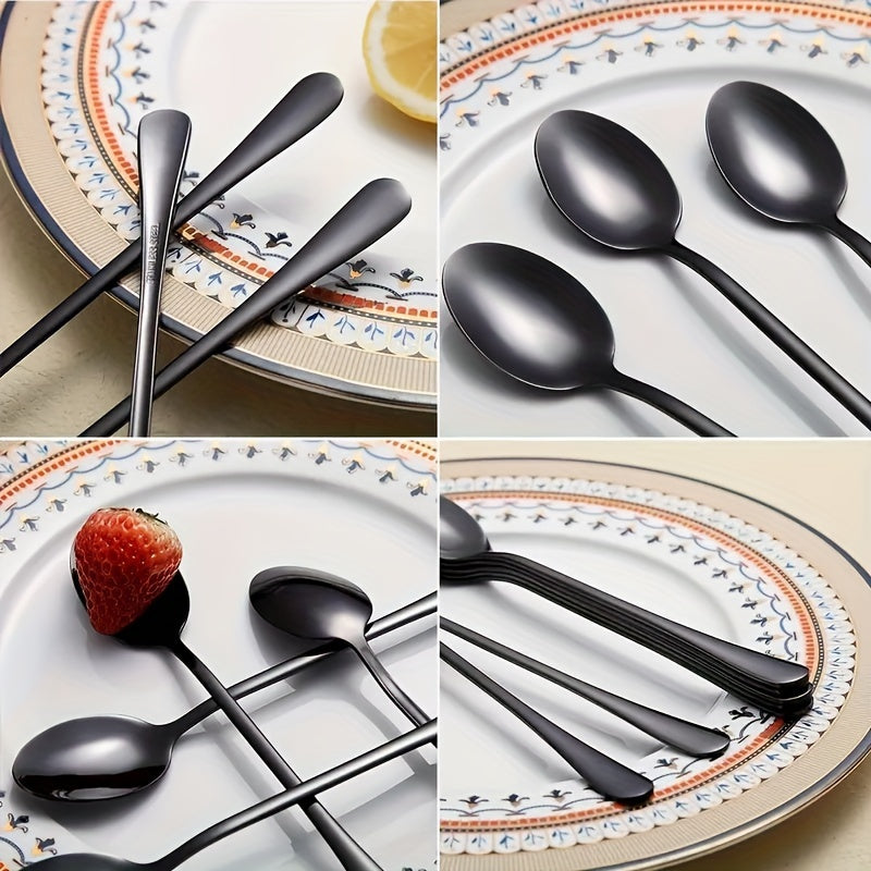 Set of 6 Long-Handled Stainless Steel Iced Tea Spoons for Cocktails and Coffee