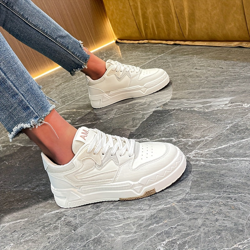 Women's Colorblock Casual Sneakers Lace-Up Platform Skate Shoes