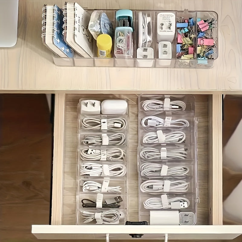 Plastic Desktop Cable Storage Box for Organizing Charging Cables in Bedroom Office Study