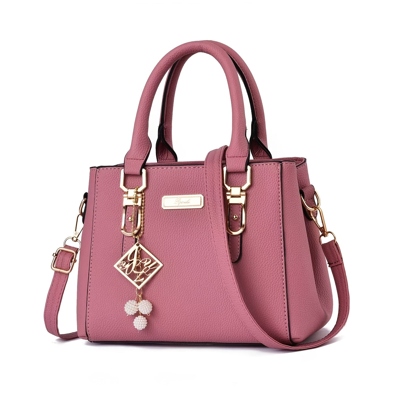 Women's Fashion Tote Bag with Large Capacity, Wristlet, Crossbody, Edge Painted in Black Pink Grey Red Apricot