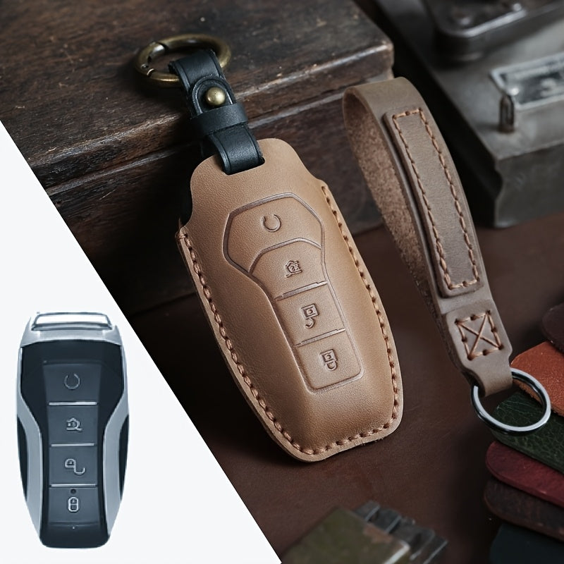 Unisex Leather Car Key Fob Cover Custom Fit Scratch-Resistant Protection
