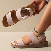 Women's Solid Color Platform Sandals Ankle Strap Casual Summer Non-slip Shoes