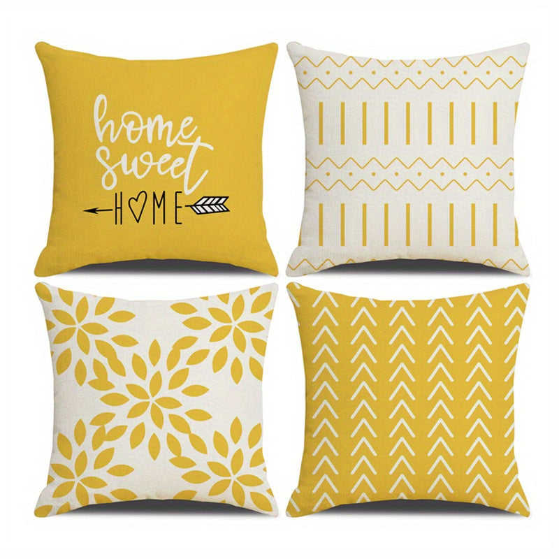 Set of 4 Linen Pillow Covers 45.72cm Square Indoor Outdoor Sofa Bed Car Decor