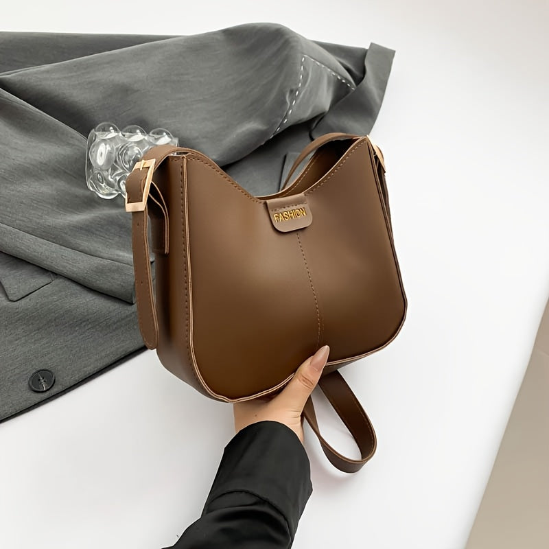 Autumn Winter Black PU Crossbody Bag with Zipper Closure for Women