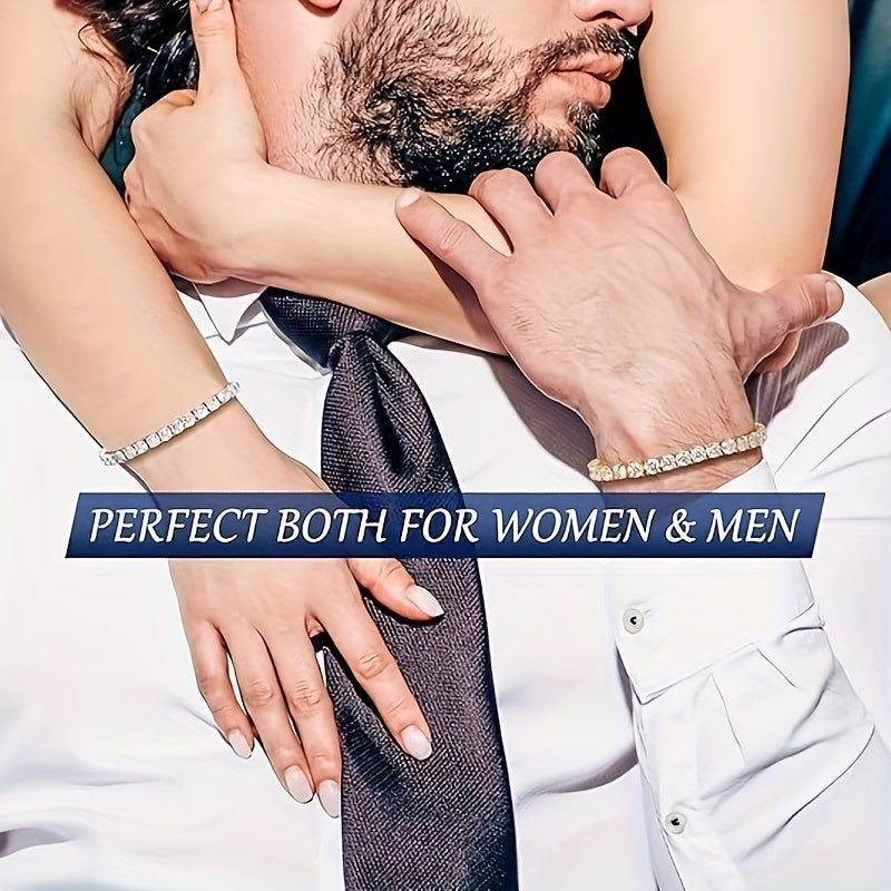 Moissanite Sterling Silver Bracelets for Couples with Gold Plating