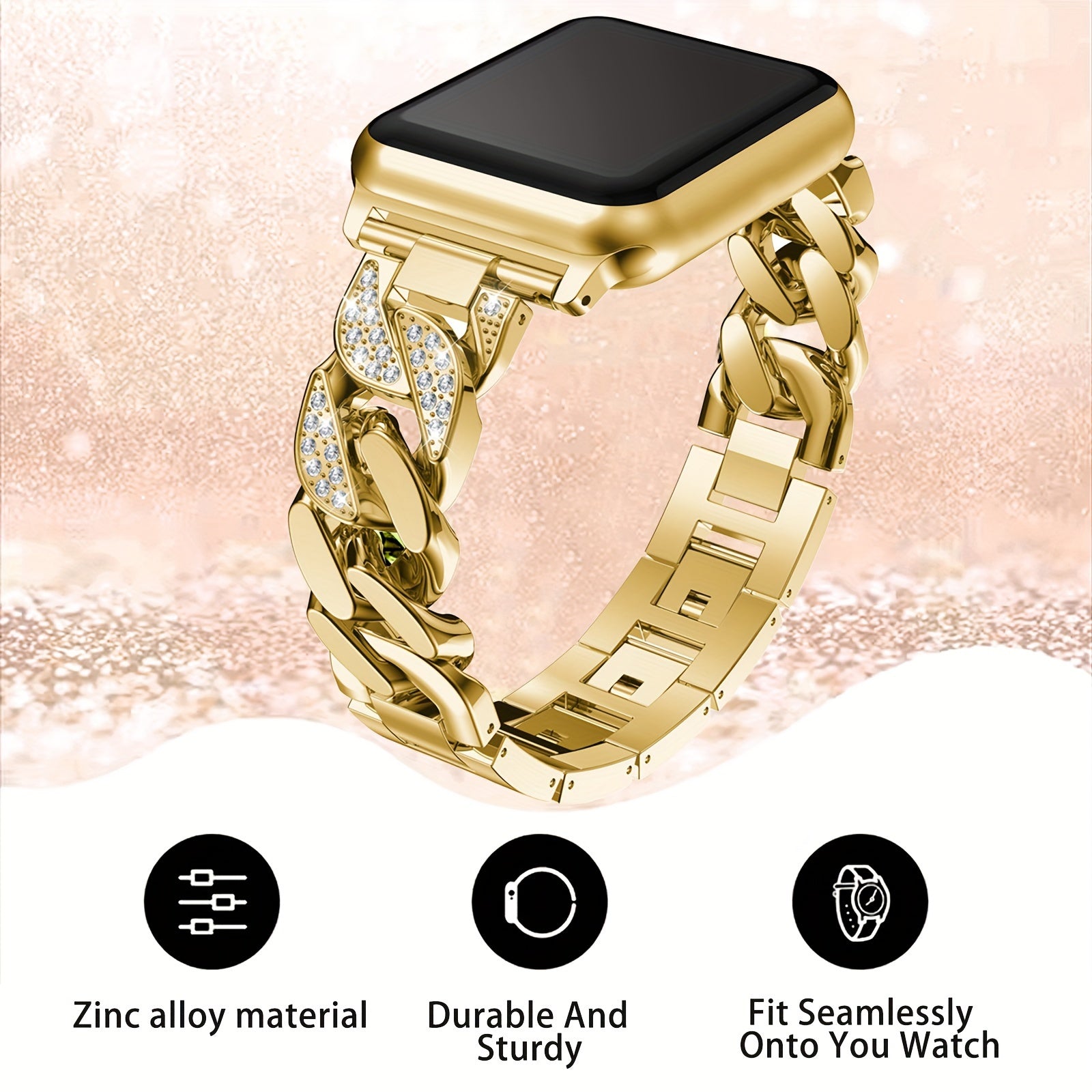 Цепочка-ковбой из нержавеющей стали в стиле Diamond Cowboy для ремешка Apple Watch Series 1-9 Ultra