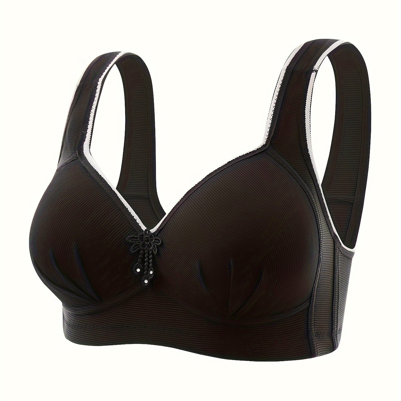 Women's Wireless Full Coverage Push-Up Bra with Decorative Bow Nylon Blend