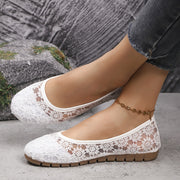 Women's Floral Embroidered Breathable Lace Ballet Flats Slip-On Casual Shoes