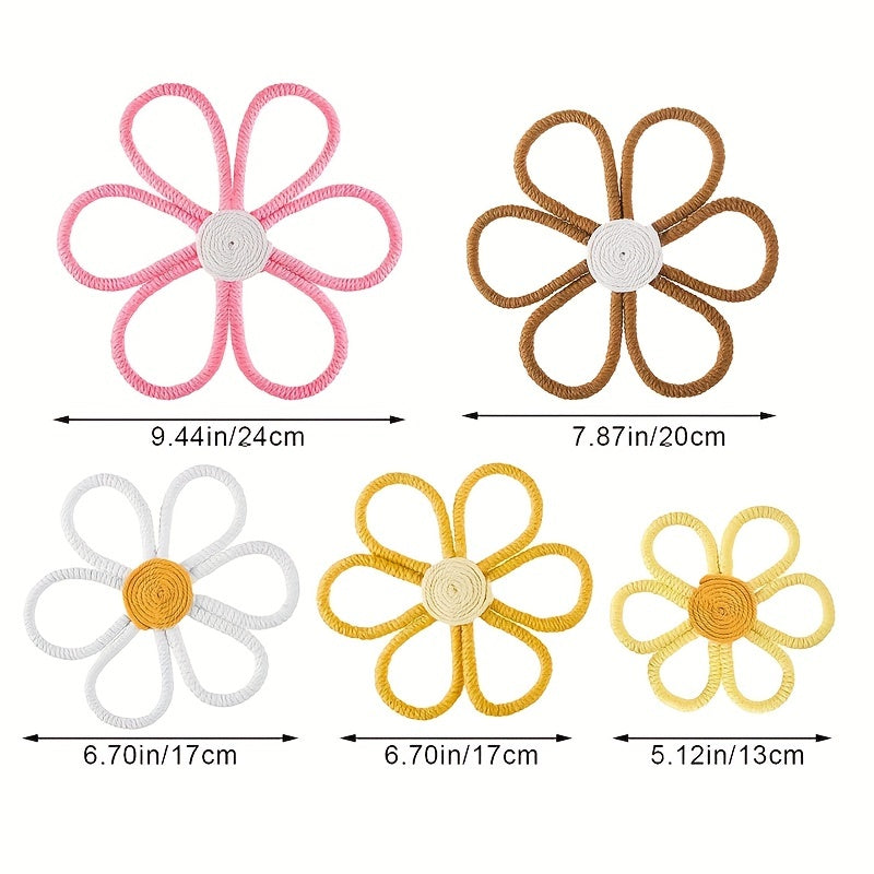 Bohemian Woven Macrame Daisy Wall Decor for Home Office Dorm Room