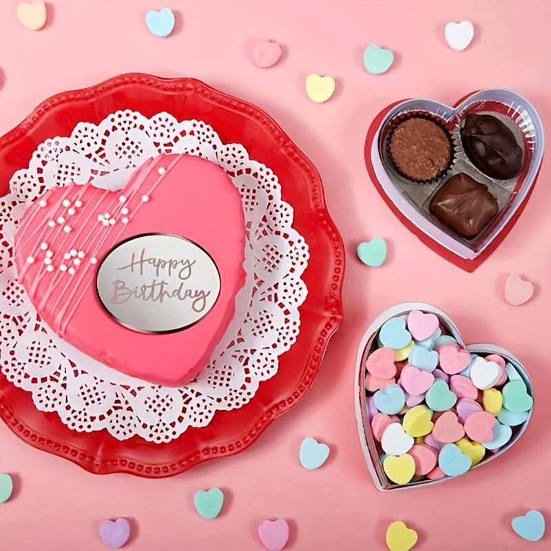 Toppers de pastel de cumpleaños de acrílico espejo para decoración y horneado de cupcakes