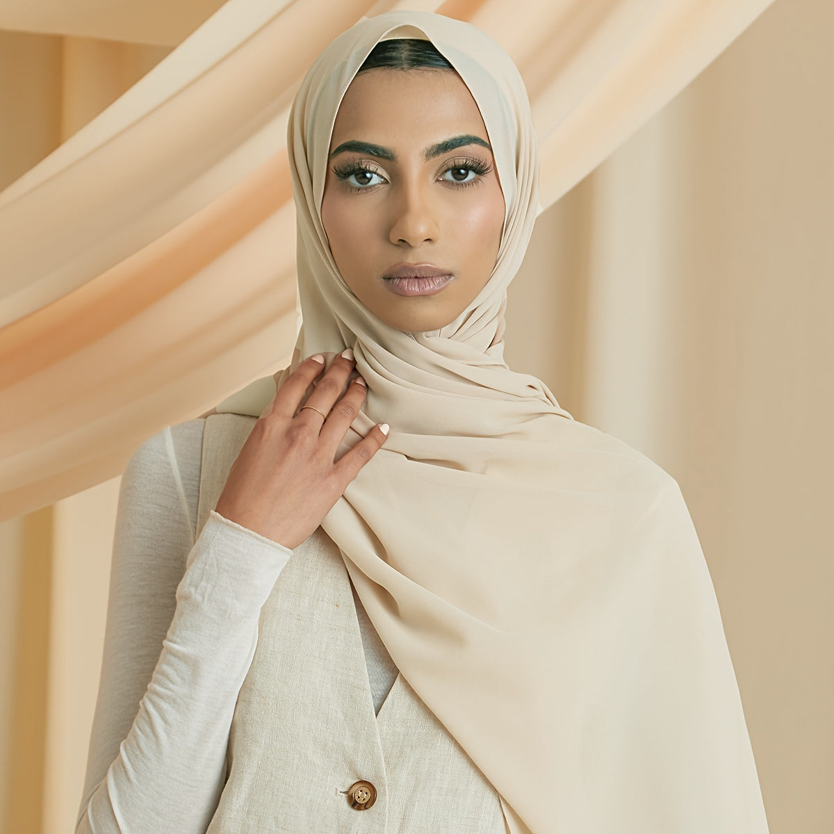 Women's Solid Color Chiffon Scarf - Lightweight and Breathable, Elegant and Simple Style, Windproof and Sun Protection Shawl