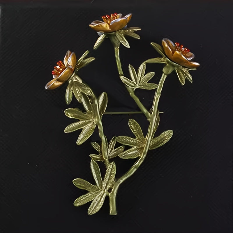 Vintage Floral Brooch with Roses Antique Metal Jewelry for Women