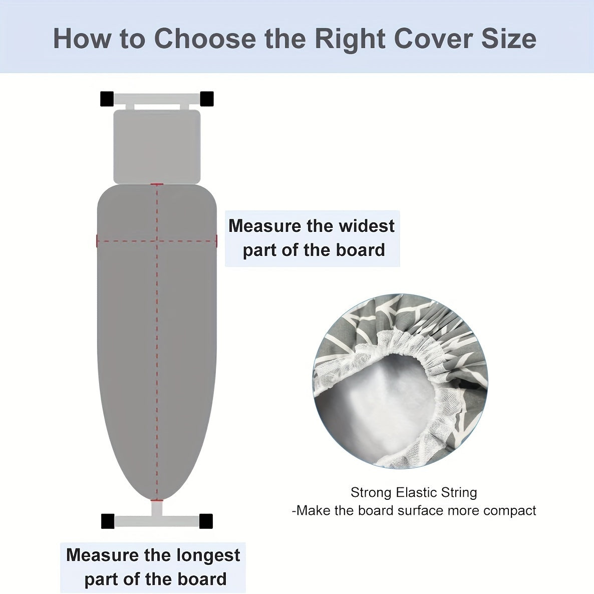 Cotton Ironing Board Cover with Pattern, Heat-Resistant, Easy to Install