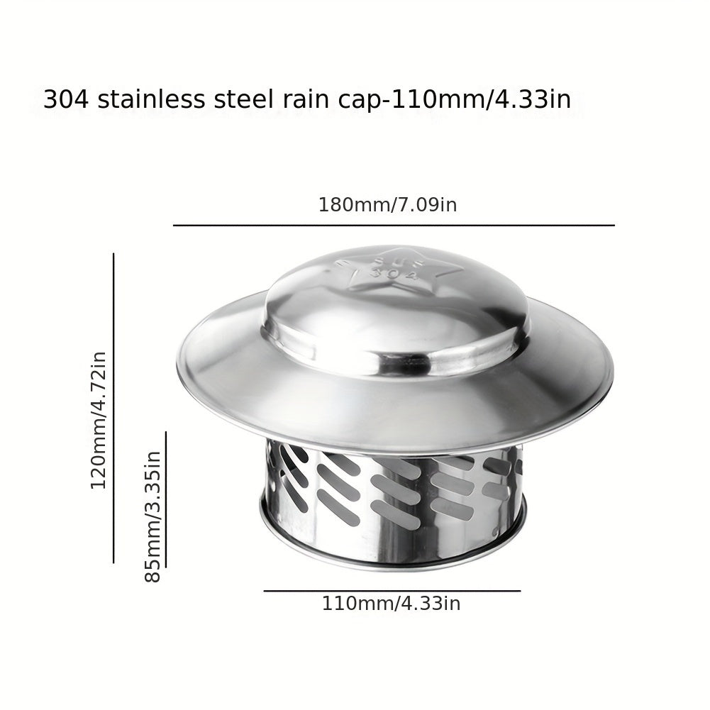Naychali ventilyatsiya uchun zanglamaydigan po'latdan yasalgan qopqoq - Tarmoq panjarali devor chiqarish qopqog'i - Yangi havo chiqishi uchun mustahkam tom qopqog'i - Ulanish turi, 304 SS