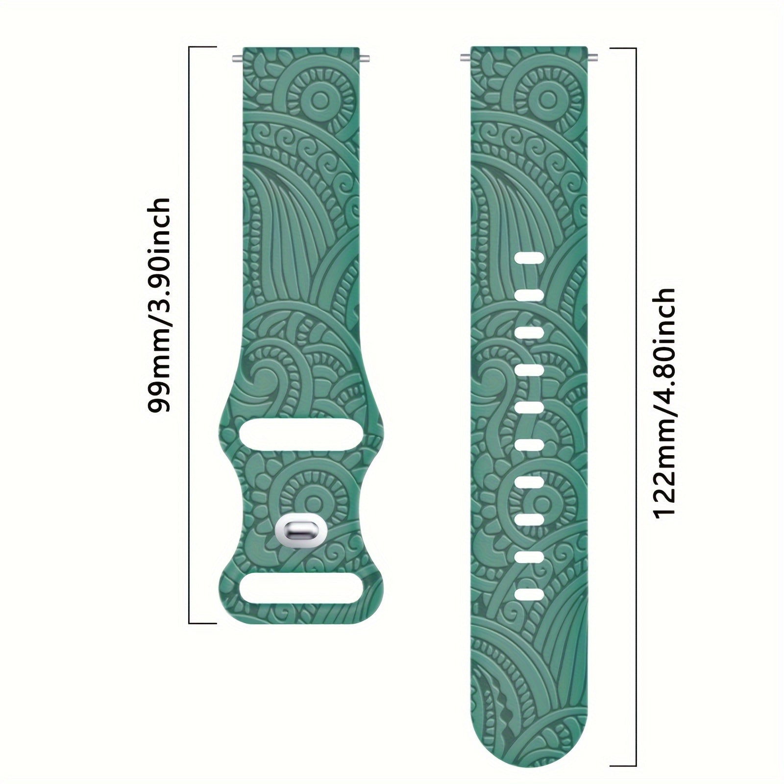 Women's 20mm Silicone Floral Engraved Smartwatch Band Compatible with Samsung Galaxy Watch Models