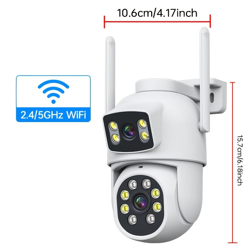 Dual Lens Outdoor Security Cameras 360° Pan Tilt Motion Detection Night Vision Waterproof