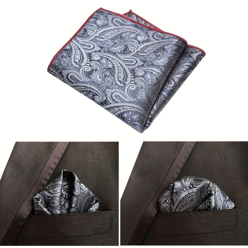 Pañuelo de bolsillo de jacquard paisley para hombre, patrón de anacardo, accesorio elegante