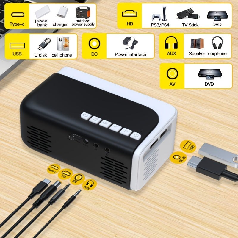 Mini Portable Projector With WiFi Support 1080P Full HD Indoor Outdoor