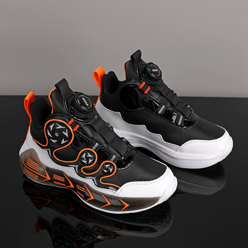 Boys Waterproof Spring Sneakers with Rotating Buckle and Anti-Slip Soles for Outdoor Activities