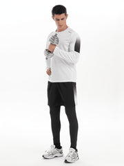 Men's 3-Piece Sports Fitness Suit Breathable Quick-Drying Polyester for Hiking Jogging Cycling