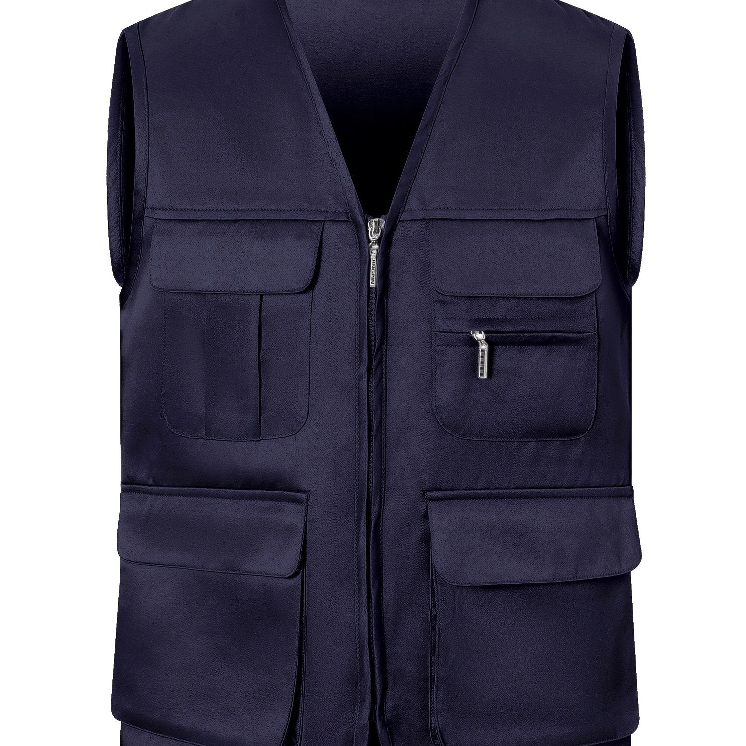 Plus Size Men's Polyester Vest with Multiple Pockets for Hiking and Outdoor Activities