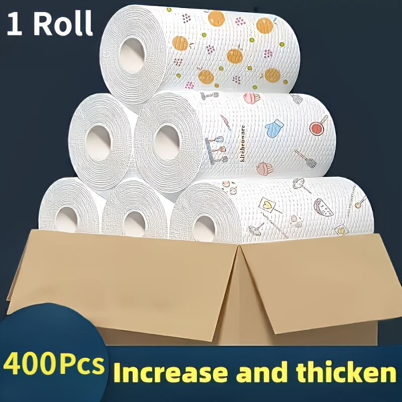 400 piezas de toallas de papel para cocina lavables, absorbentes, antiadherentes, rollo de aceite duradero, poliéster