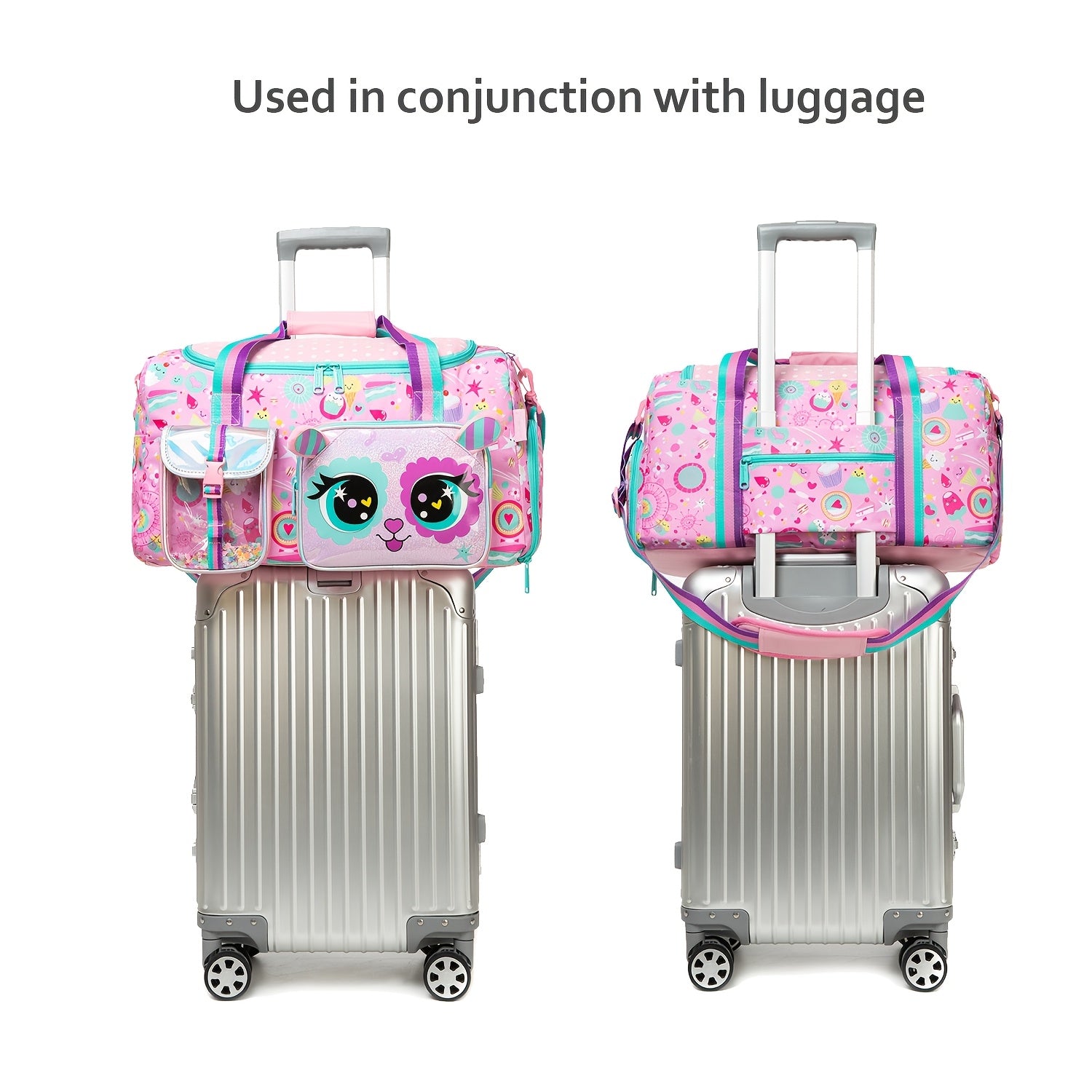 Women's Polyester Travel Duffle Bag with Wet Pocket for Gym and Weekend Trips